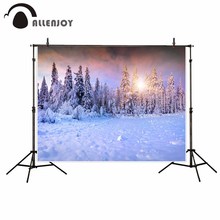 Fondos Allenjoy para estudio de fotografía invierno bosque nieve árbol cielo fondo de sol profesional impreso foto estudio photocall 2024 - compra barato