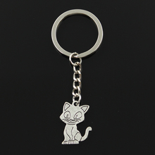Fashion 30mm Key Ring Metal Key Chain Keychain Jewelry Antique Silver Color Plated Double Sided Cat 24x19mm Pendant 2024 - buy cheap