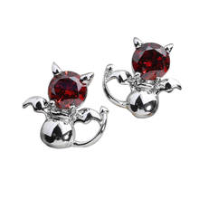 Evil Red Garnet 7*7mm Semi-precious Silver Cool For Womens Stud Earrings ED0008 2024 - buy cheap