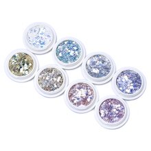 8Pcs/Set Nail Hexagon Glitter Mermaid Colorful Flakes Mix Sequins UV Gel Polish Sparkling Powder Dust Manicure Shinny Glitter %( 2024 - buy cheap