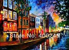 oil painting AMSTERDAM RED LIGHTS Modern Art painting for dinning room High quality 100%Hand painted Free Shipping 2024 - buy cheap