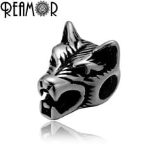 REAMOR 5pcs 316l Stainless Steel Wolf Head Bead Accessories 2mm Metal Spacer Charms Beads DIY Beaded Bracelet For Jewelry Making 2024 - buy cheap