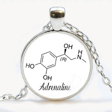 Chemistry Jewelry Adrenaline necklace Epinephrine Jewelry Glass Pendant Necklace Biology Pendants adrenaline molecule jewelry 2024 - buy cheap