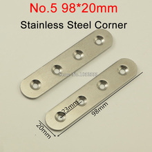 HOT 500PCS Stainless Steel Straight Corner Brackets 98*20mm Flat Metal Brackets Furniture Frame Board Shelf Support Connectors 2024 - buy cheap