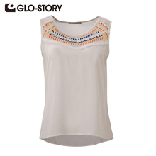 GLO-STORY Women Tops 2018 Summer Blouses Sleeveless O-neck Casual Female Shirt Women Clothing Blusas WCS-3330 2024 - buy cheap