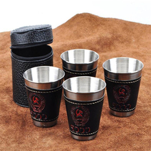 4PCS 70ML Stailess Steel Travel Cup Outdoor Tableware Camping Water Bottle Cup Wine Whisky Mug With PU Leather For Hiking Picnic 2024 - buy cheap