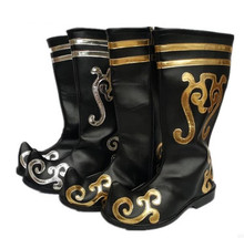 Botas de mongolia de estilo nacional chino, zapatos de baile de mongolia, antiguo festival Chino, zapatos de aniversario, color negro 2024 - compra barato