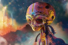 alien colorl Psychedelic fantasy art poster silk fabric cloth print wall sticker Wall Decor 2024 - buy cheap