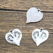 12pcs  twins baby feet heart Charms  silver tone  heart charm pendant 21x18mm 2024 - buy cheap