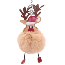 Plush Artificial Rabbit Fur Ball Key Chain PomPon Keychains for Women Car Bag KeyRing Christmas Santa Claus Elk Fashion Jewelry 2024 - buy cheap