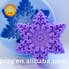 DIY Christmas hex snowflake Food-grade handmade silicone soap candle mold 2024 - buy cheap