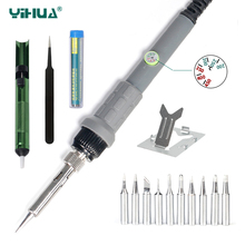 YIHUA 60W Electrical Soldering Iron Kit Adjustable Temperature Rework Welding Tool Soldering Station 10pcs Iron Tips Solder Wire 2024 - buy cheap