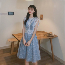 2019 Summer New Korean Fashion Temperament Dot Mid-length Dress Tens Girls Casual Fashion Student Campus Dress 2024 - buy cheap