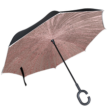 Guarda-chuva feminino resistente ao vento, dupla camada invertida, à prova de chuva, gancho, mãos para carro, sol 2024 - compre barato