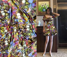 Telas New Fashion Butterfly Digital Prints Elastic Satin Silk Fabric For Dress Cloth Japan Tissu Stretch Silk Fabric 19mm Tissu 2024 - buy cheap