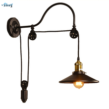 American Vintage Retro Industrial Lift Birdcage Wall Lamps Aisle Bar Living Room Kitchen Bedroom Study Pulley Lights Fixtures 2024 - buy cheap