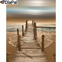 DIAPAI-pintura de diamante 5D Diy "paisaje de mar puente", bordado de diamantes redondos/cuadrados, punto de cruz, decoración del hogar, A26445 2024 - compra barato