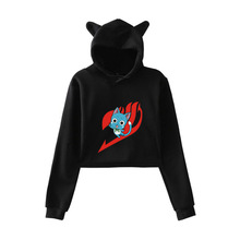 New XXS-XXL Natsu Erza Scarlet printed sexy cropped Hoodie Women Cat CROP fairy tail hooded crop hoodie Pullovers for girls 2024 - buy cheap