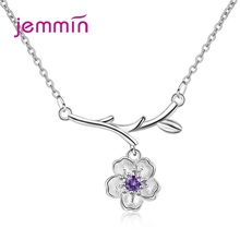 New Fashion Women Charm Cherry Blossoms Necklace For Sale 925 Sterling Silver Flower Pendant Necklaces For Wholesale 2024 - buy cheap