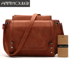Annmouler Brand New Women Bags Pu Leather Designer Shoulder Bag Casual Crossbody Messenger Bag for Ladies Solid Color Handbags 2024 - купить недорого