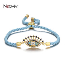 Neovivi Devil's Eye with eyelashes Multi CZ Charm Bracelet Colorful Rope Adjustable Braiding Bracelets Men Women DIY Jewelry 2024 - buy cheap