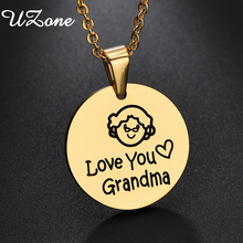 Uzone новый модный семейный Кулон из нержавеющей стали с надписью Love You Grandma ожерелье для семьи ювелирный подарок 2024 - купить недорого