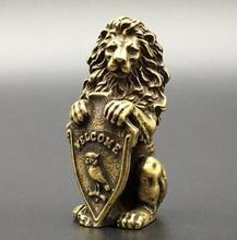 Copper Statue Collectable Chinese Brass Carved Animal Blessing Owl Lion Exquisite Small Statues 2024 - buy cheap