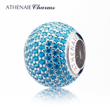 ATHENAIE 3 цвета подлинное серебро 925 пробы с проложить синий CZ океан Любовь Шарм бусины подходят для всех европейских браслетов ожерелье 2024 - купить недорого