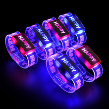 LED Happy Luminous Hand Ring Wristband LED Bracelet Fashion Unisex Glowing Wrist Band Cuff Bracelet Bangle For Kids Color Random 2024 - buy cheap