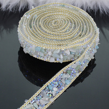 2yard White blue Crystal Chain Hotfix Rhinestones Trim Chain Scrapbooking Iron on Applique Craft Sewing Accessories 2024 - buy cheap