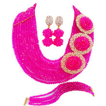 Conjunto de joias estilo africano com miçangas, na cor rosa, acessórios de casamento, joias para festa de noiva e colar com pulseira 1003 2024 - compre barato