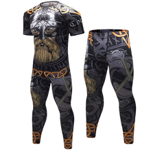 MMA-chándal de fitness para hombre, camiseta con patrón 3D, traje deportivo de compresión, conjunto de chándal de manga larga/corta 2024 - compra barato