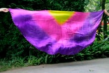 2016 design 100% real silk belly dance veil, cheap dance veils, semicercle veil wholesale 250*114cmYellow Rose Purple 2024 - buy cheap