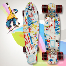 2019 New Children's scooter Space Graphic Printed Mini Cruiser Plastic Skateboard 22inch Retro Longboard Skate Long Board CL61 2024 - buy cheap