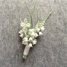 WeddingBobDIY White Lily of the valley Groom Boutonniere Wedding party men Corsage Prom pin brooch Lapel Flower Decoration 2024 - buy cheap