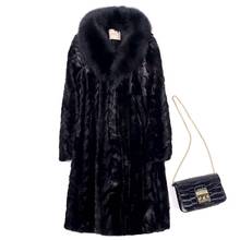Long style natural mink fur coats outerwear women's real fox fur collar plus size genuine fur jackets 2018 autumn winter AU0091 2024 - buy cheap
