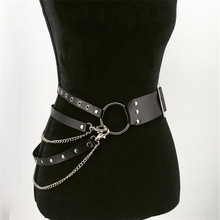 Sexy Leather Punk Harajuku Big O-ring Belt Punk Exaggerated Big Metal Ring Metal Hoop Women Performance Belt For Jeans Chain 2024 - buy cheap
