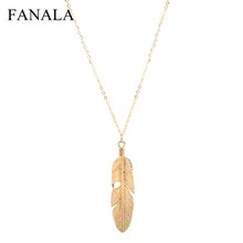 FANALA Women Necklace Choker Fashion Jewelry Feather Pendant Chain Necklace Long Sweater Chain Statement Jewelry Necklace Women 2024 - buy cheap