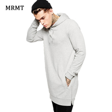 Moletom masculino longo cinza com capuz, casaco longo com zíper lateral, longline, hip hop, streetwear 2024 - compre barato