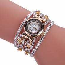 MINHIN New Quartz Watch Women Crystal Rhinestone Strap Bracelet Wristwatches Vintage Hollow Leather Band Casual Watch Relojes 2024 - buy cheap