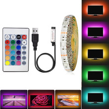 Tira de luces LED con mando a distancia, lámpara de decoración de fondo de TV, DC5V, RGB, USB, SMD 3528, impermeable, 0,5 M, 1M, 2M, 3M, 4M, 5M 2024 - compra barato