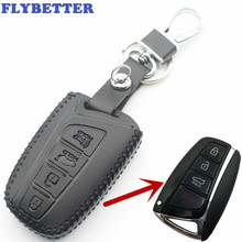 FLYBETTER Genuine Leather 4Button Smart Key Case Cover For Hyundai SantaFe/Equus/Azera/Genesis Car Styling  L88 2024 - buy cheap