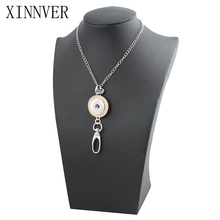 Xinnver colar com pingente e botão de pressão para mulheres, com corrente de argola de 18mm zg112, joias com encaixe 2024 - compre barato