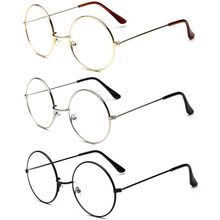 Новые мужские и женские ретро большие круглые очки прозрачная металлическая оправа для очков черные серебристые золотые очки 3 цвета 2024 - купить недорого
