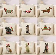 ZENGIA Dachshund Dog Cushion Cover Christmas Pillow Cover Happy Birthday Sausage Dog Pillow Case New Year Gift Home Decoration 2024 - buy cheap