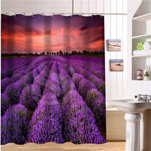 Lavamanos de flores personalizados, cortina de Ducha moderna de lavanda natural, cortina de baño 3D impermeable, 12 ganchos para el baño 2024 - compra barato