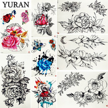 3D Waterproof Tattoo Women Flash Stickers Black Leaf Flower Arm Tattoos Temporary Big Waist Girls Makeup Fake Tatoos Supplies 2024 - buy cheap