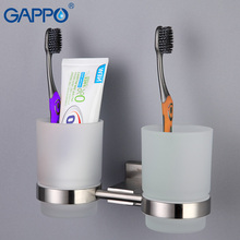 GAPPO держатель стакана из нержавеющей стали, двойной стеклянный держатель чашки, настенный держатель зубной щетки, зубная щетка, аксессуары для ванной комнаты 2024 - купить недорого