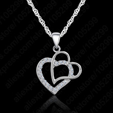 Collar romántico de plata esterlina 925 para mujer, cadena con forma de corazón, colgante de cristal, joyería de boda 2024 - compra barato