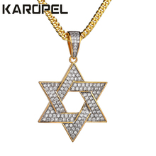 Karopel Golden Color White Cubic Zirconia Hexagram Pendant Necklaces For Men Women CZ Jewelry Feminina 2024 - buy cheap